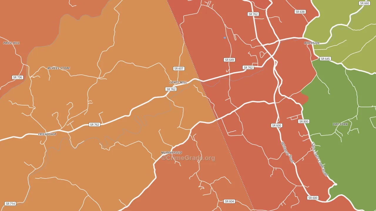 Loves Mill, VA Map of Drug-Related Crime Rates