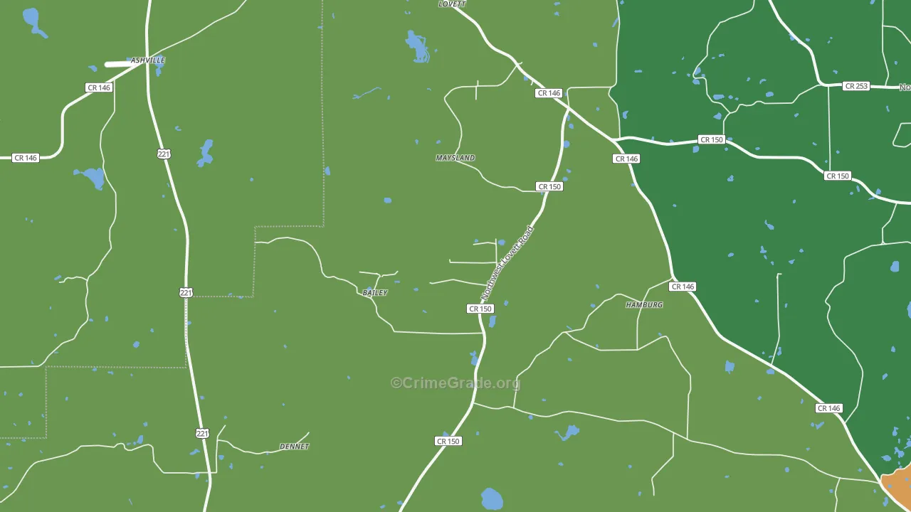Lovett, FL Map of Drug-Related Crime Rates