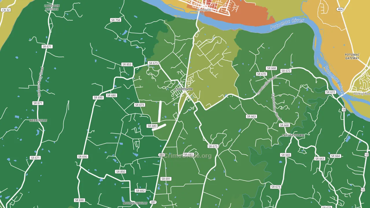 Lovettsville, VA Map of Drug-Related Crime Rates