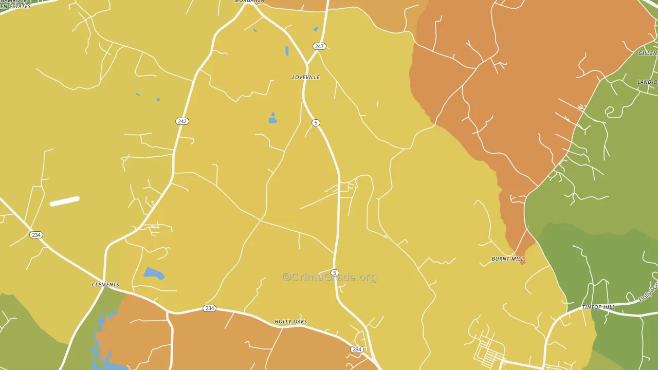 Loveville, MD Map of Drug-Related Crime Rates