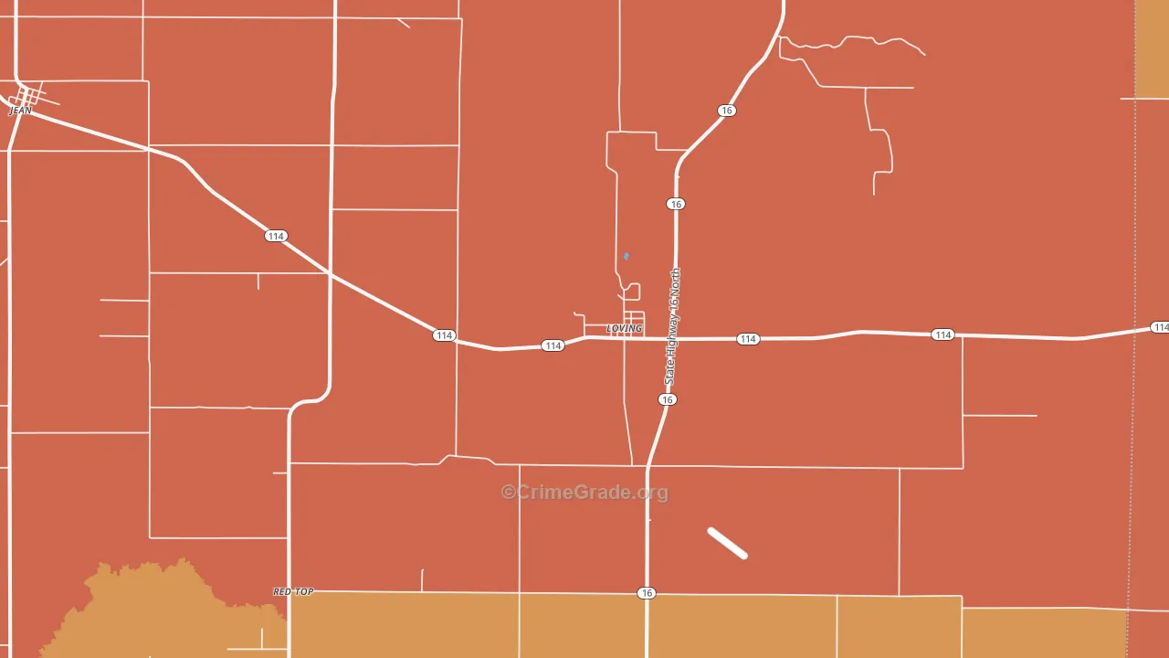Loving, TX Map of Drug-Related Crime Rates