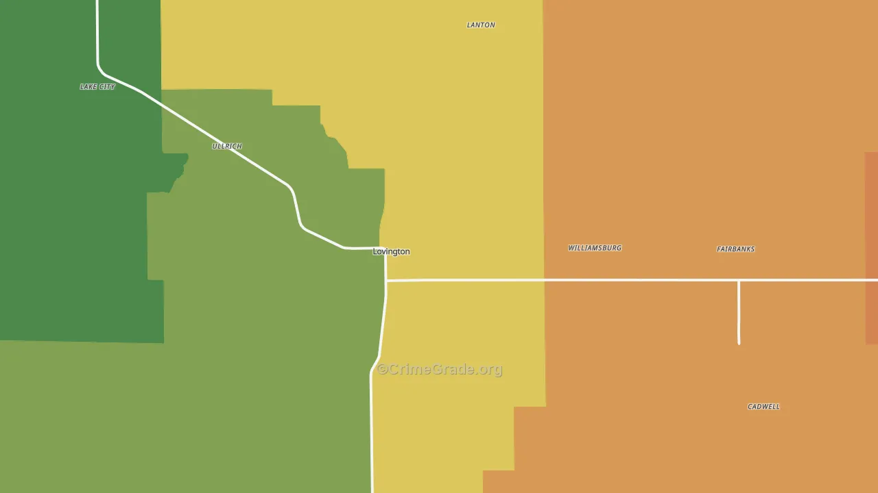 Lovington, IL Map of Drug-Related Crime Rates