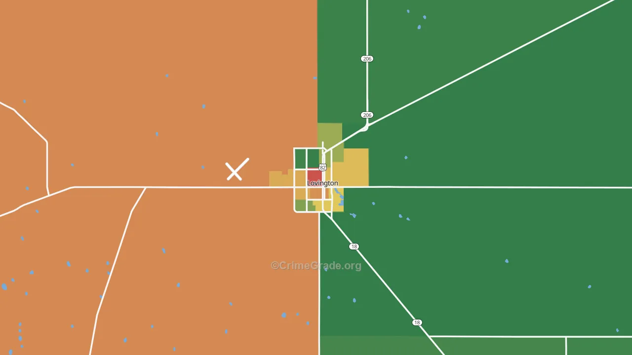 Lovington, NM Map of Drug-Related Crime Rates