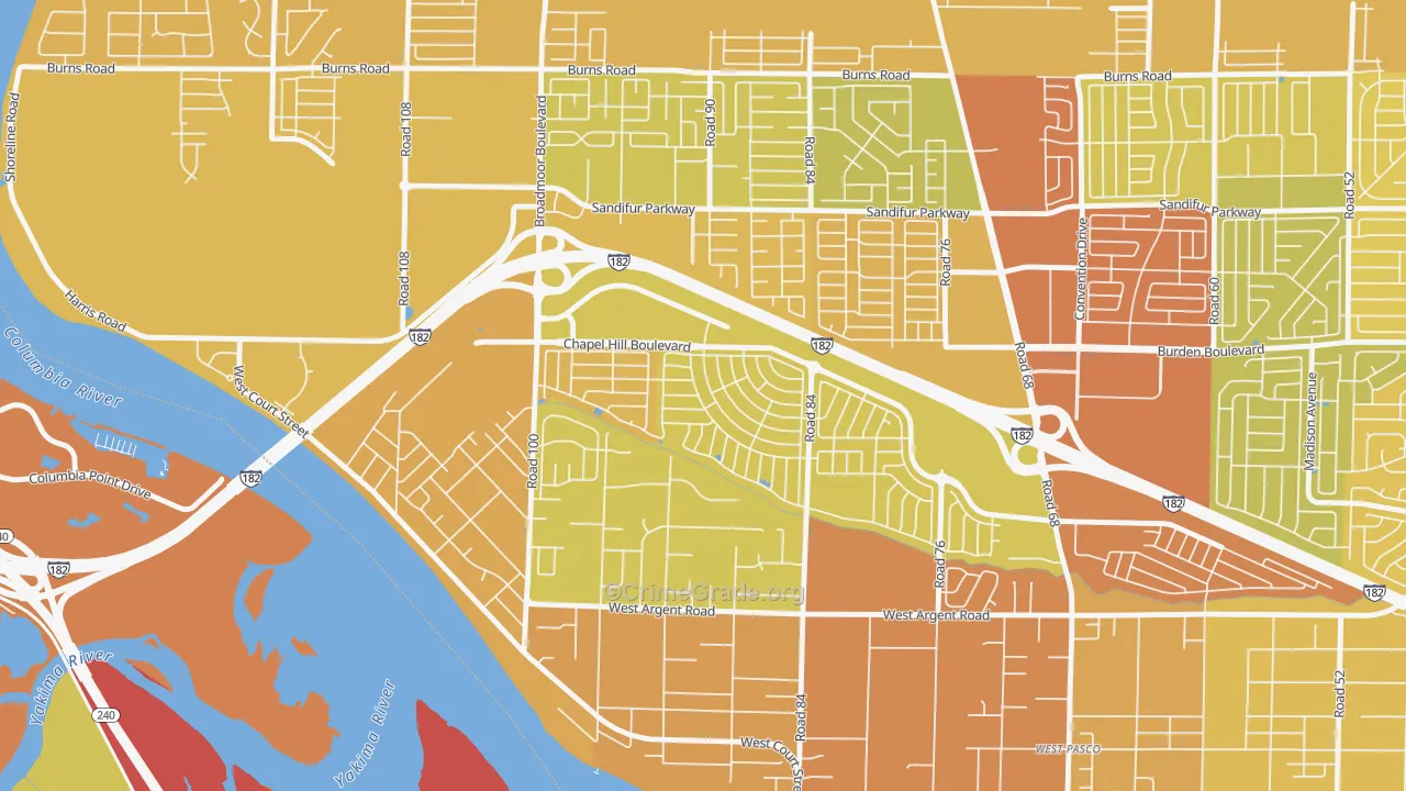 Lovisa Farms, Pasco, WA Map of Drug-Related Crime Rates
