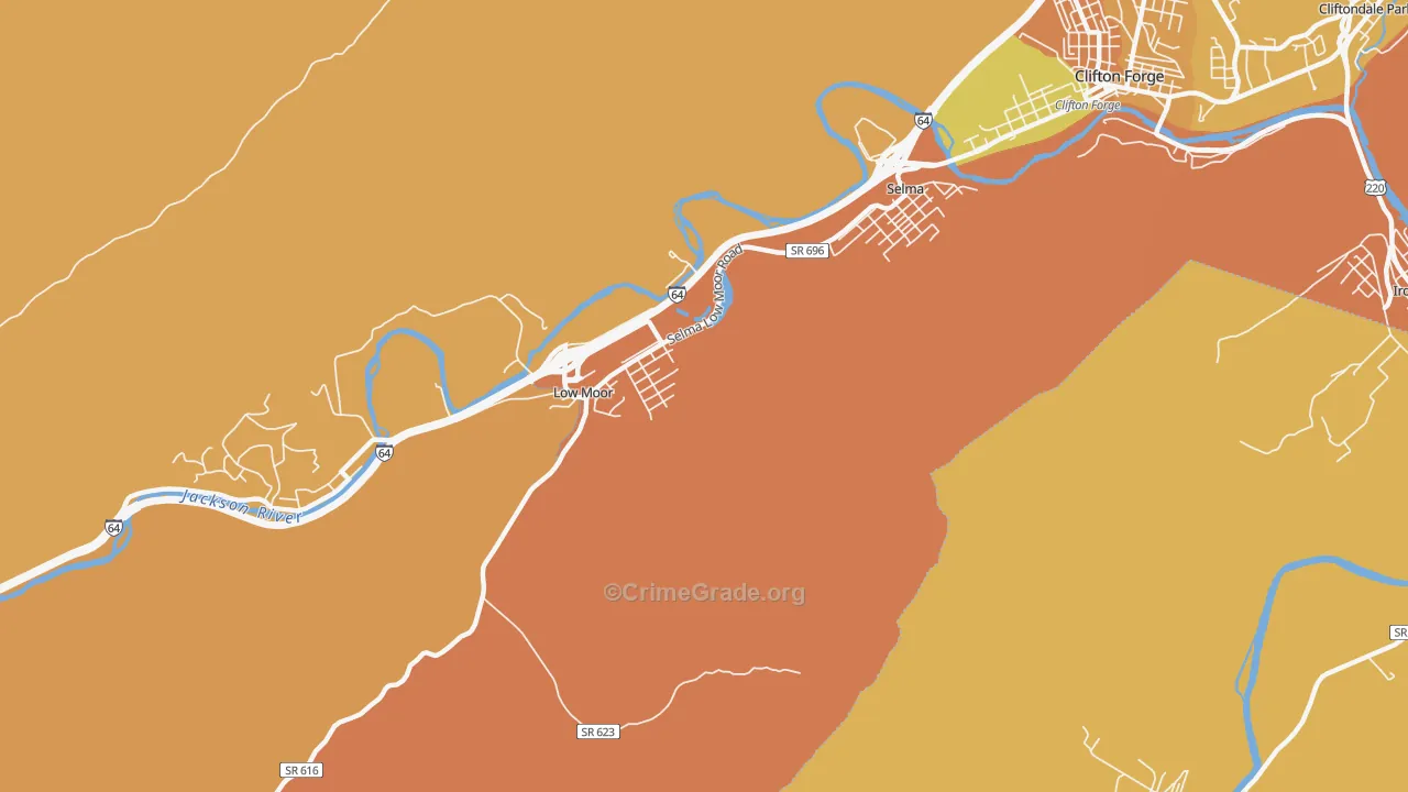 Low Moor, VA Map of Drug-Related Crime Rates