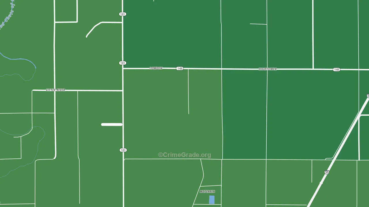 Lowden, AR Map of Drug-Related Crime Rates