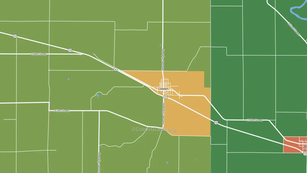 Lowden, IA Map of Drug-Related Crime Rates