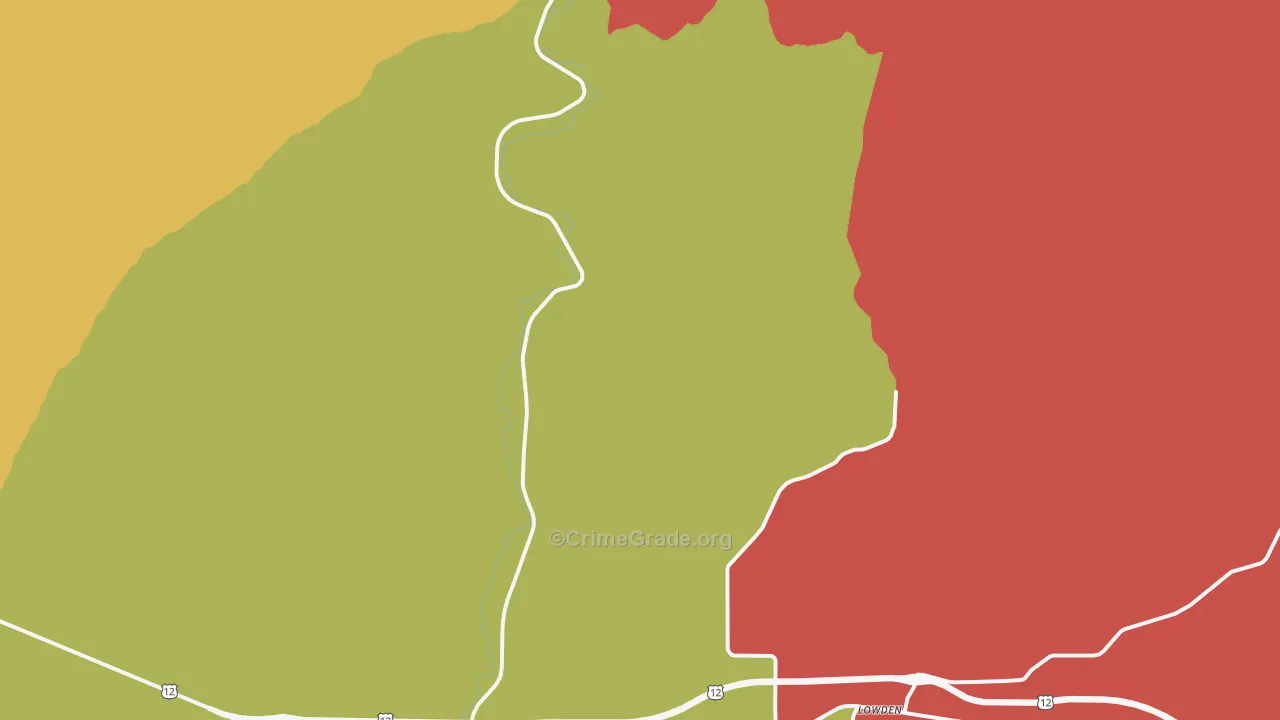 Lowden, WA Map of Drug-Related Crime Rates