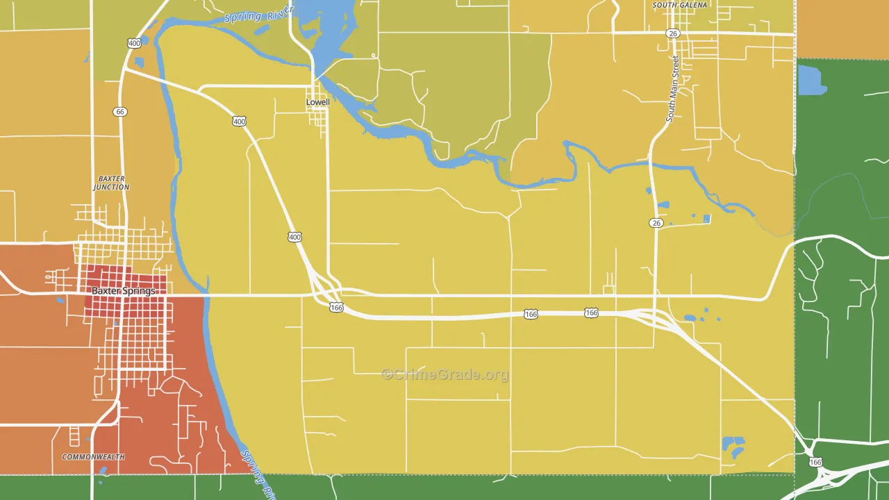 Lowell, KS Map of Drug-Related Crime Rates