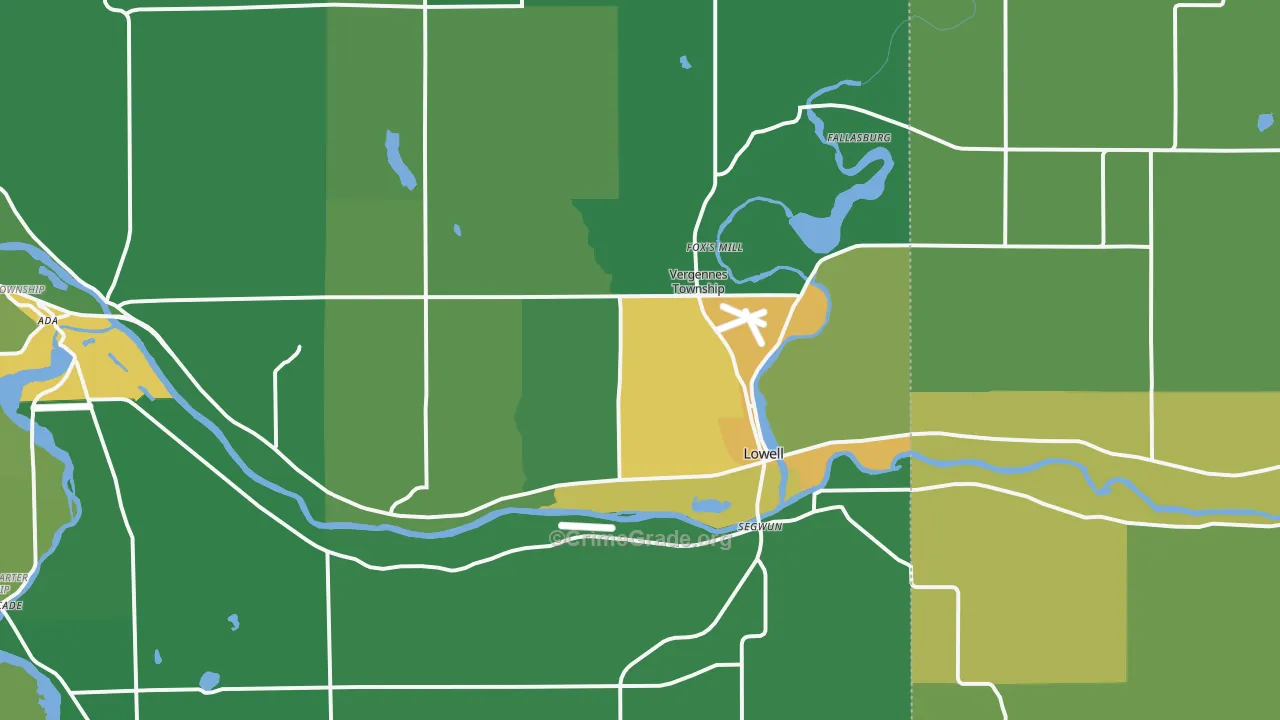 Lowell, MI Map of Drug-Related Crime Rates