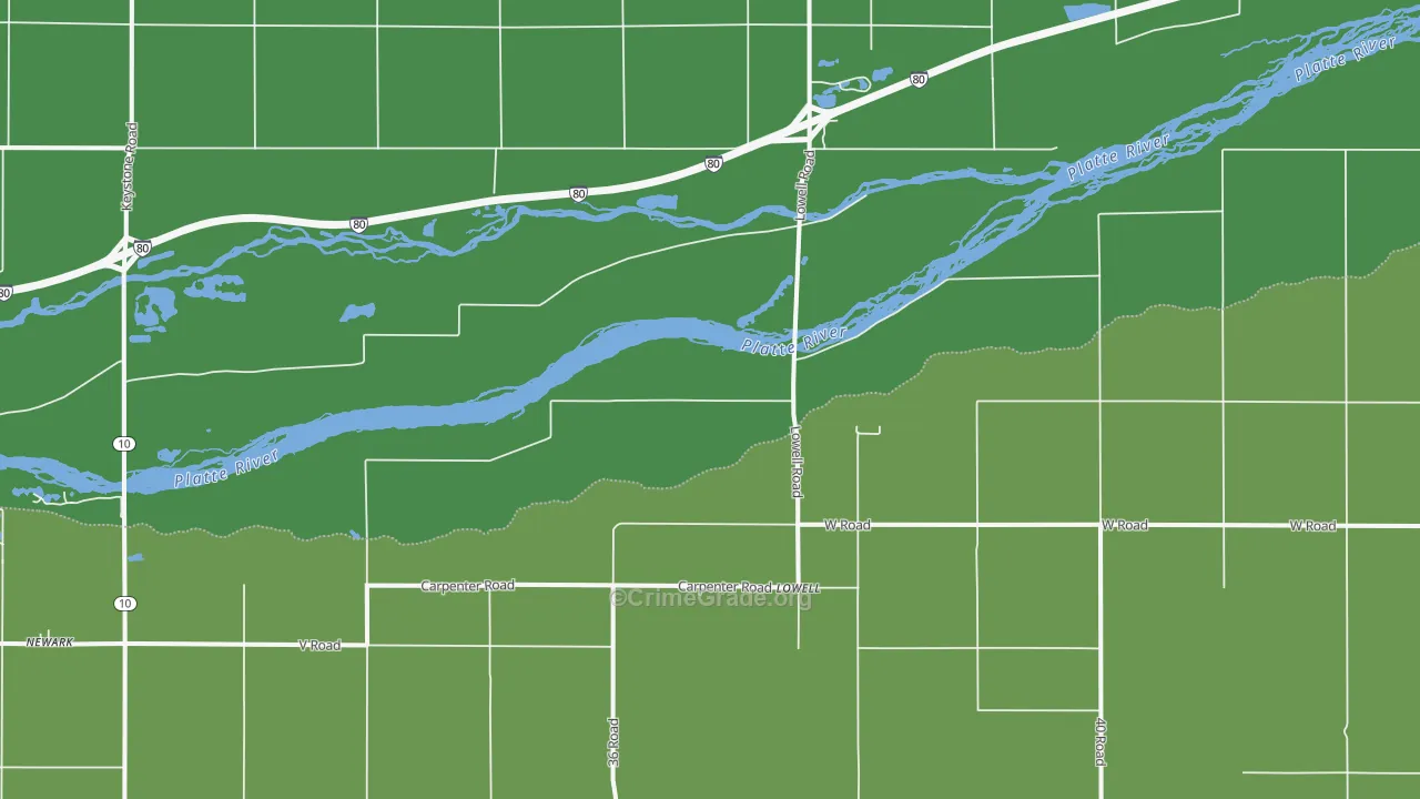 Lowell, NE Map of Drug-Related Crime Rates