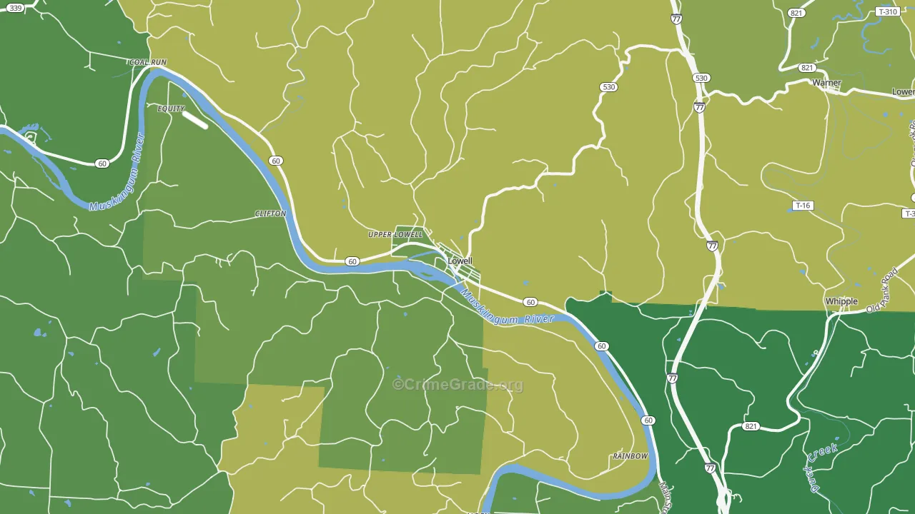 Lowell, OH Map of Drug-Related Crime Rates