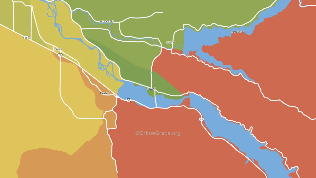Lowell, OR Map of Drug-Related Crime Rates