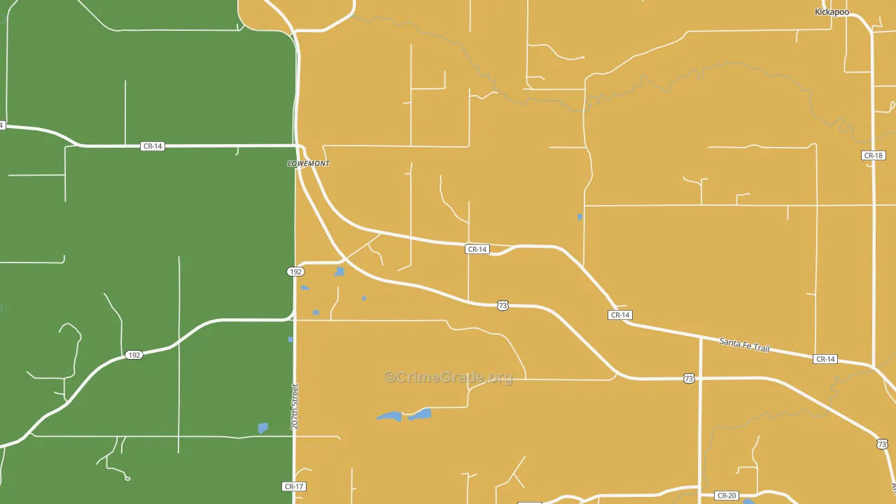 Lowemont, KS Map of Drug-Related Crime Rates