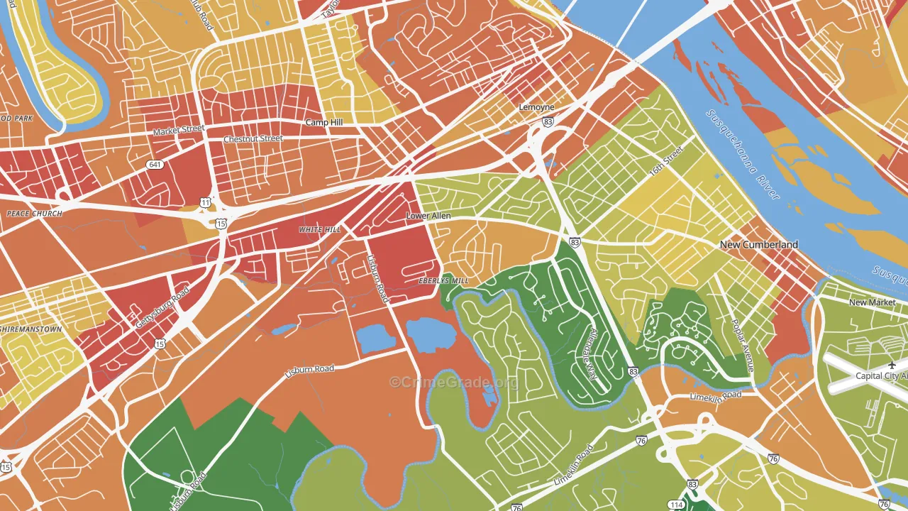 Lower Allen, PA Map of Drug-Related Crime Rates
