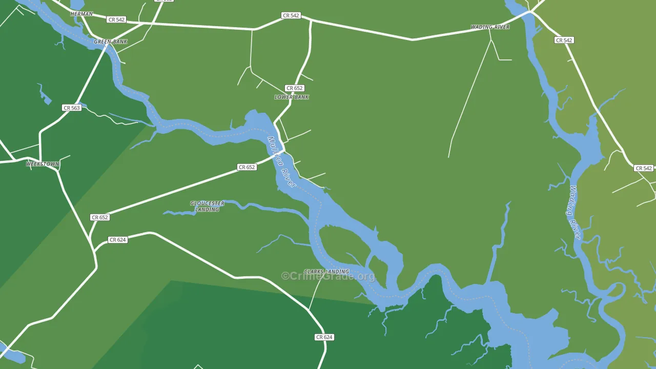 Lower Bank, NJ Map of Drug-Related Crime Rates