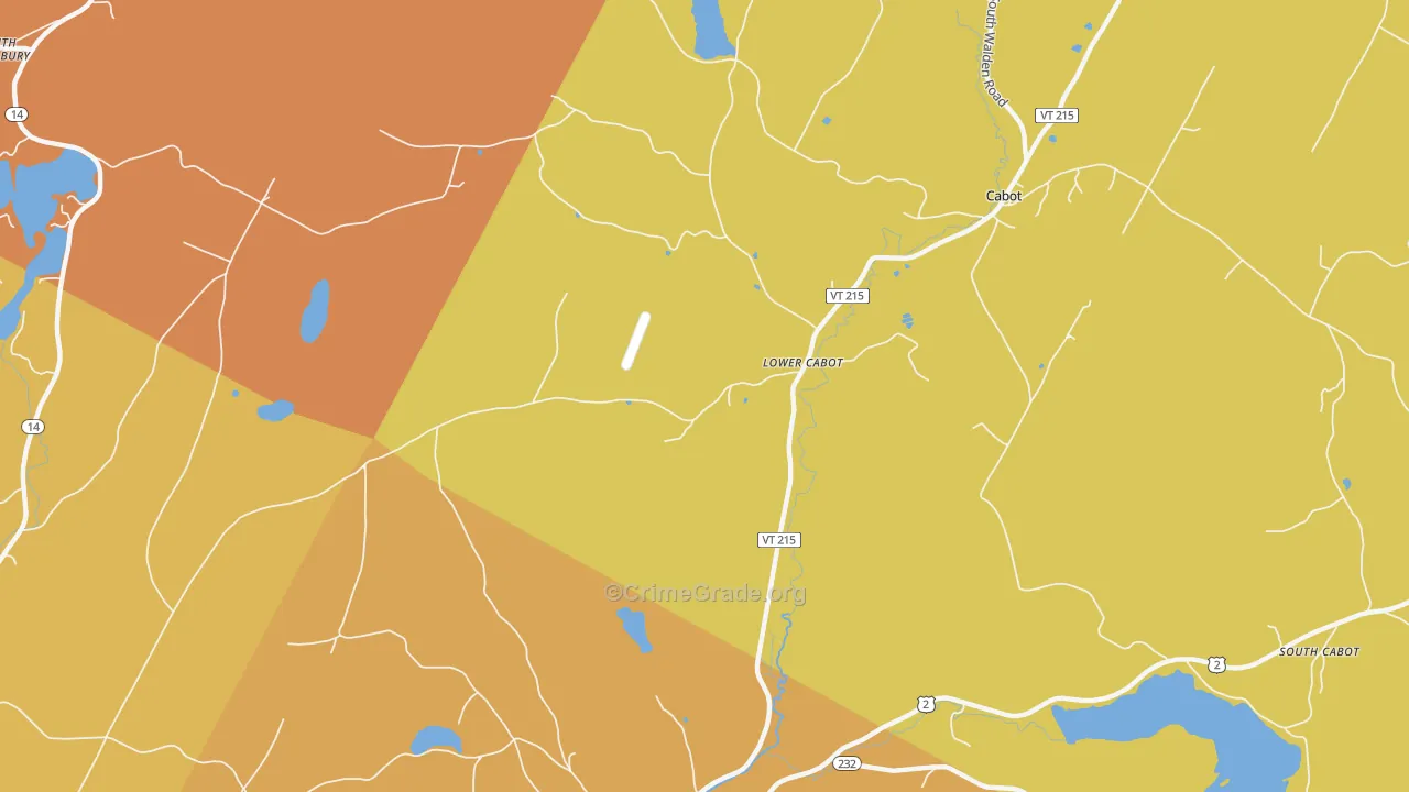 Lower Cabot, VT Map of Drug-Related Crime Rates