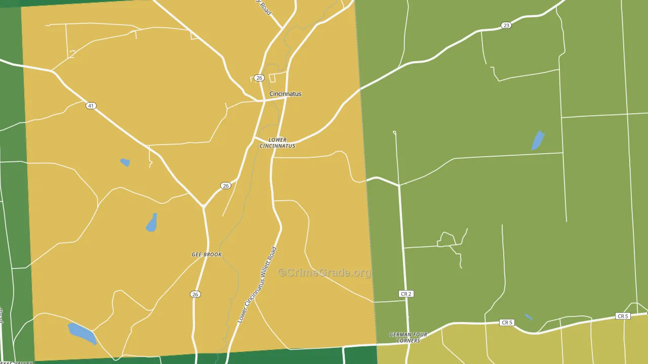 Lower Cincinnatus, NY Map of Drug-Related Crime Rates