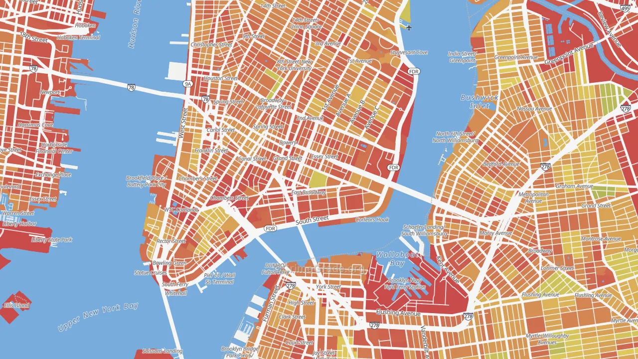Lower East Side, Manhattan, NY Map of Drug-Related Crime Rates