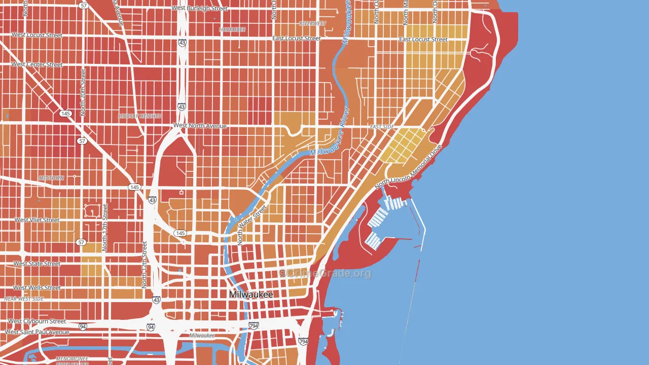 Lower East Side, Milwaukee, WI Map of Drug-Related Crime Rates