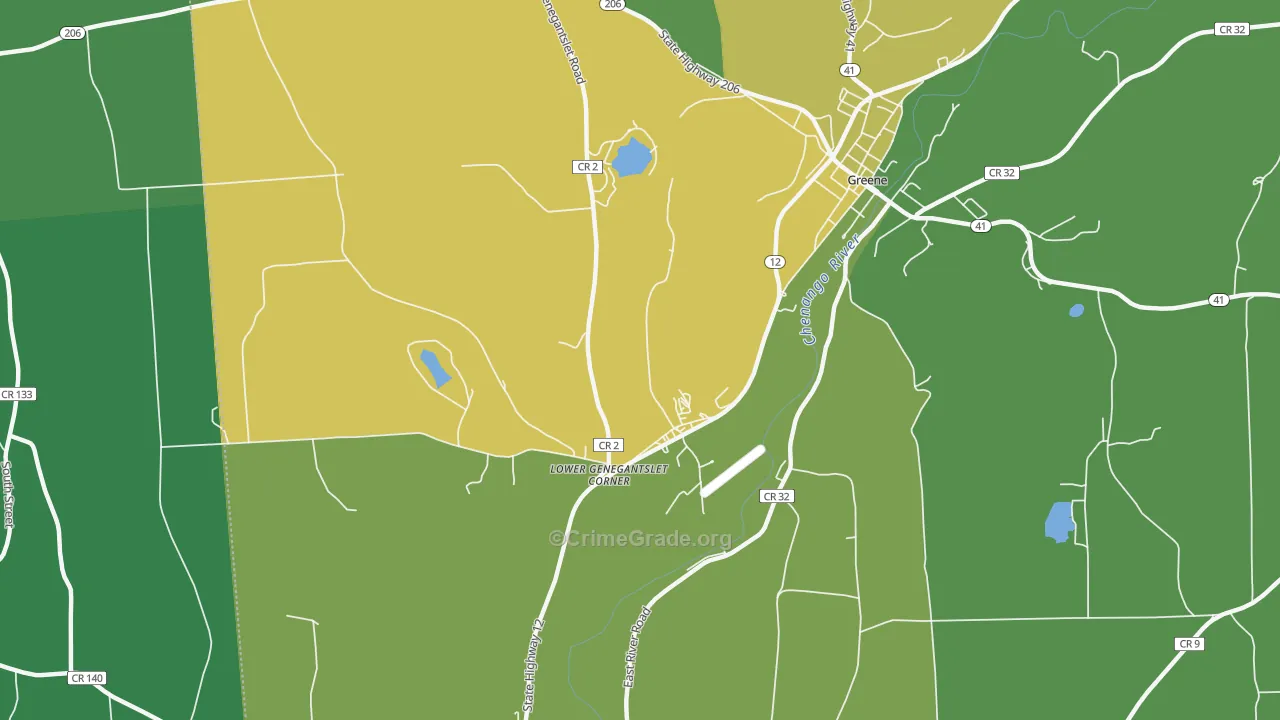 Lower Genegantslet Corner, NY Map of Drug-Related Crime Rates