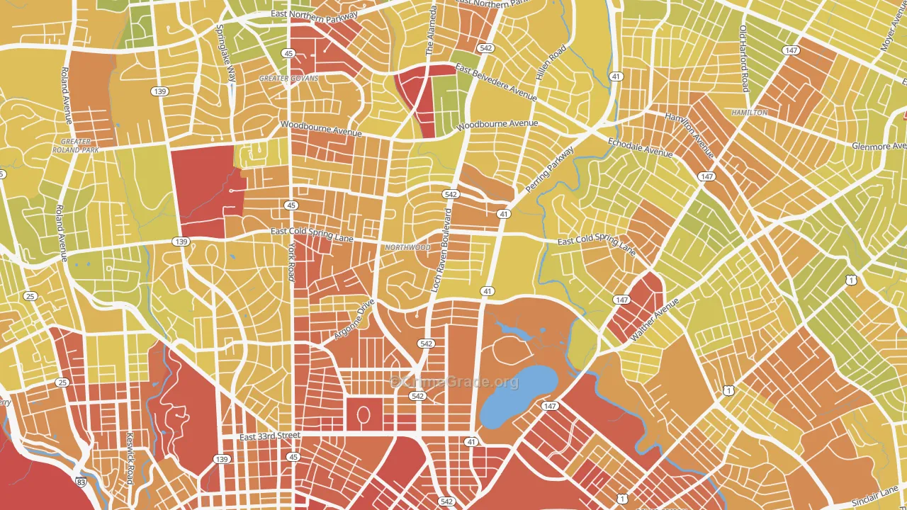 Lower Northwood, Baltimore, MD Map of Drug-Related Crime Rates