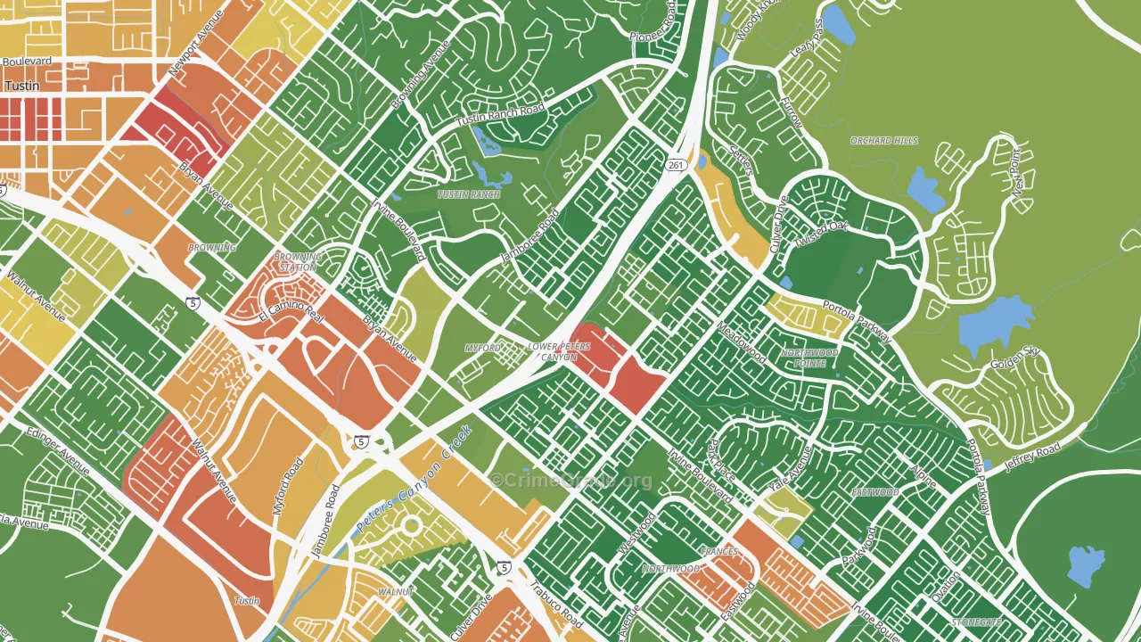 Lower Peters Canyon, Irvine, CA Map of Drug-Related Crime Rates