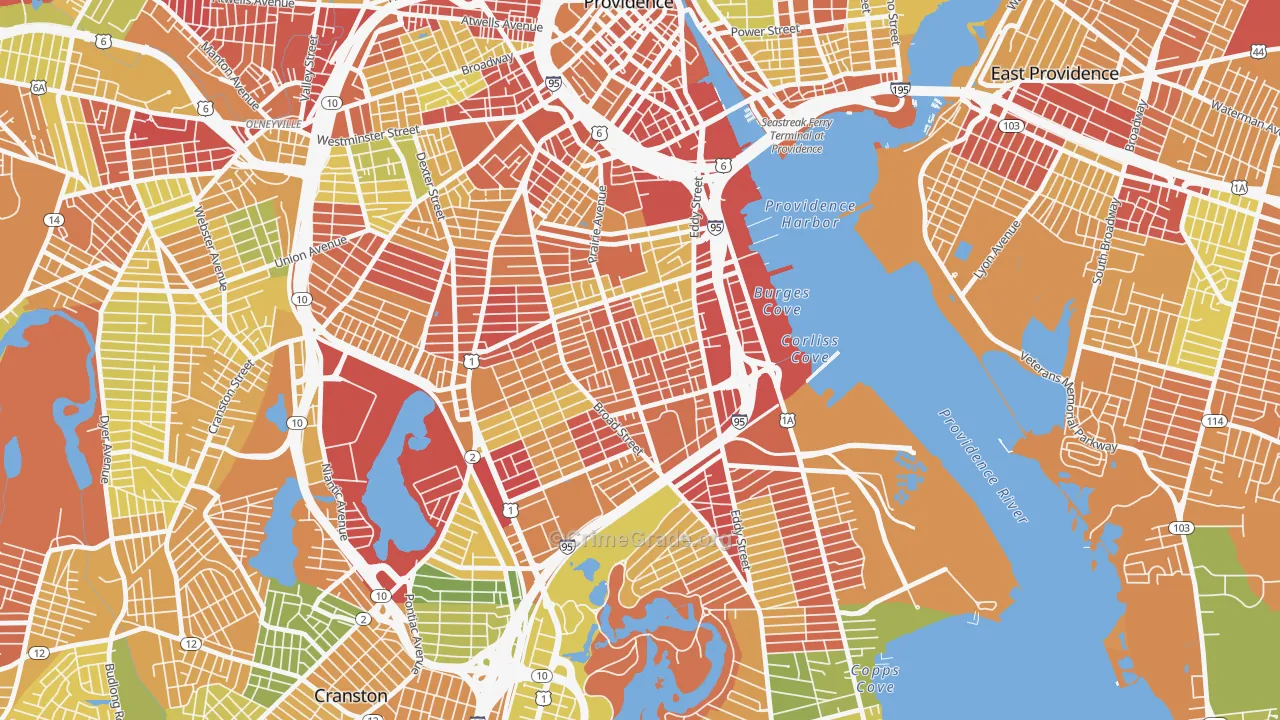 Lower South Providence, Providence, RI Map of Drug-Related Crime Rates
