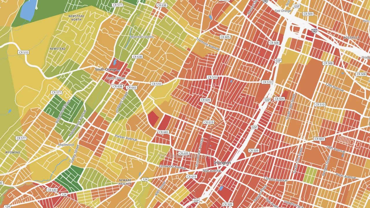 Lower Vailsburg, Newark, NJ Map of Drug-Related Crime Rates