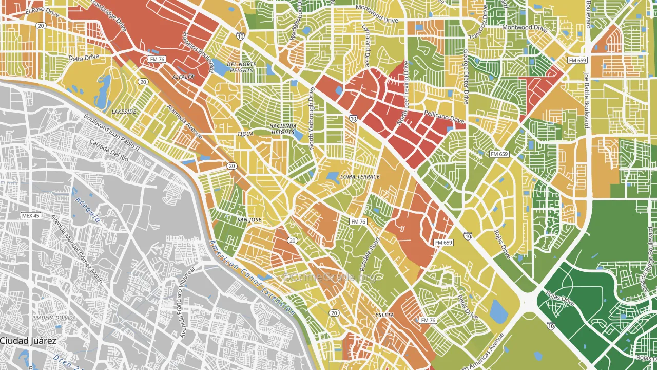 Lower Valley, El Paso, TX Map of Drug-Related Crime Rates