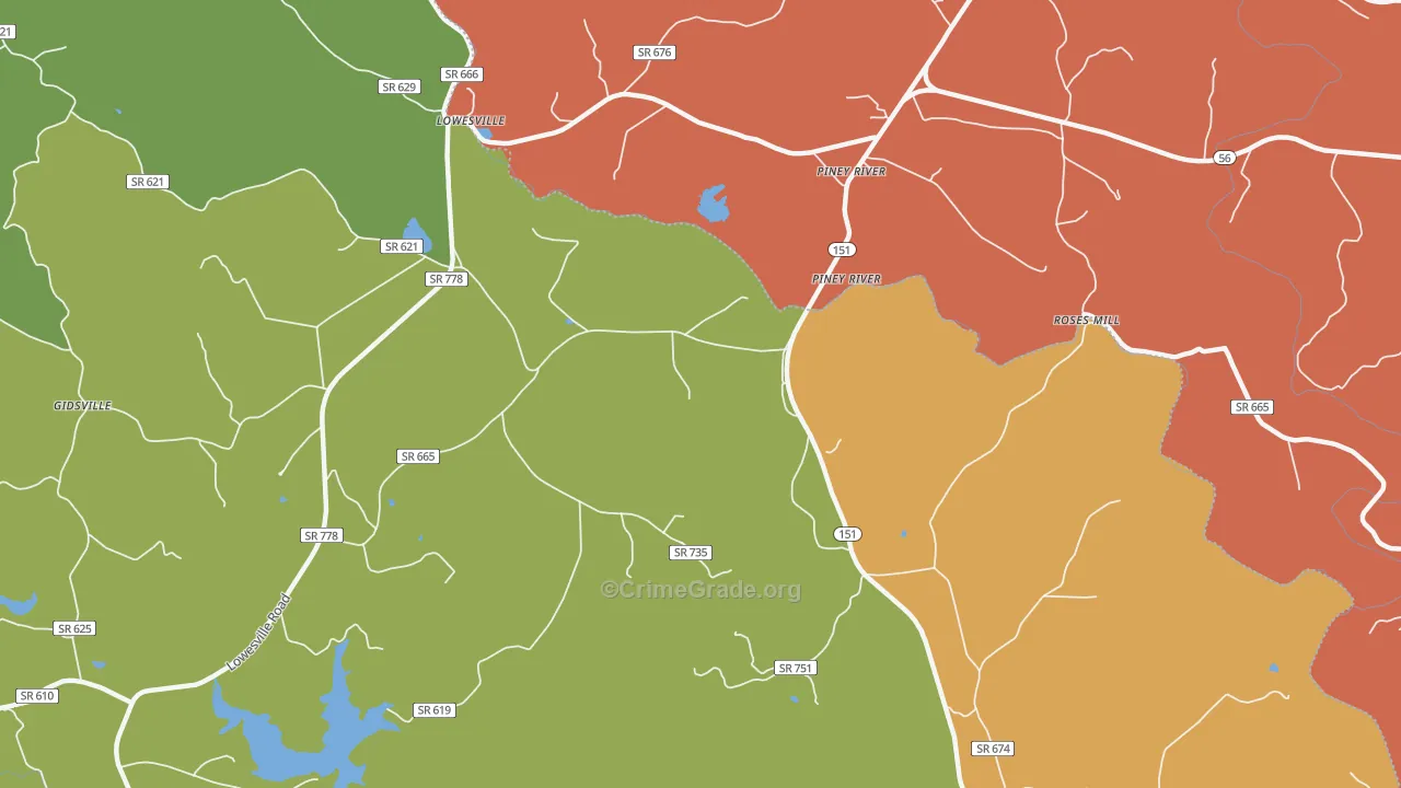 Lowesville, VA Map of Drug-Related Crime Rates