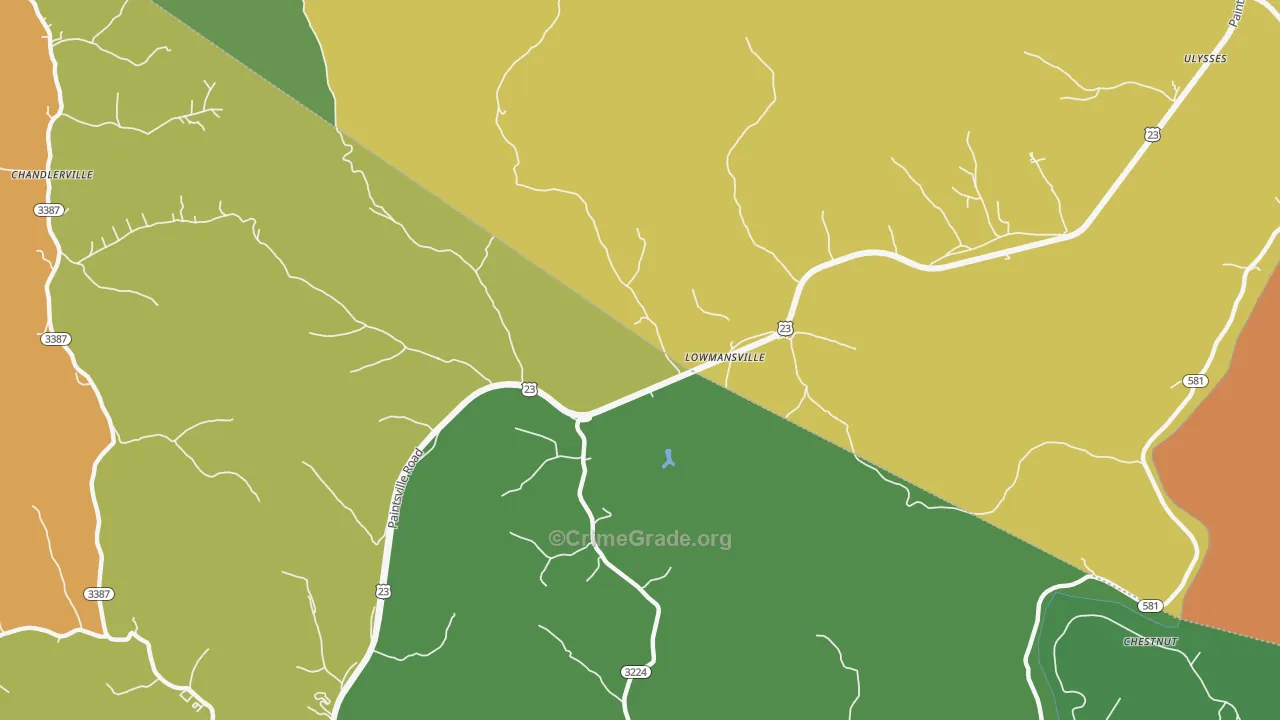 Lowmansville, KY Map of Drug-Related Crime Rates