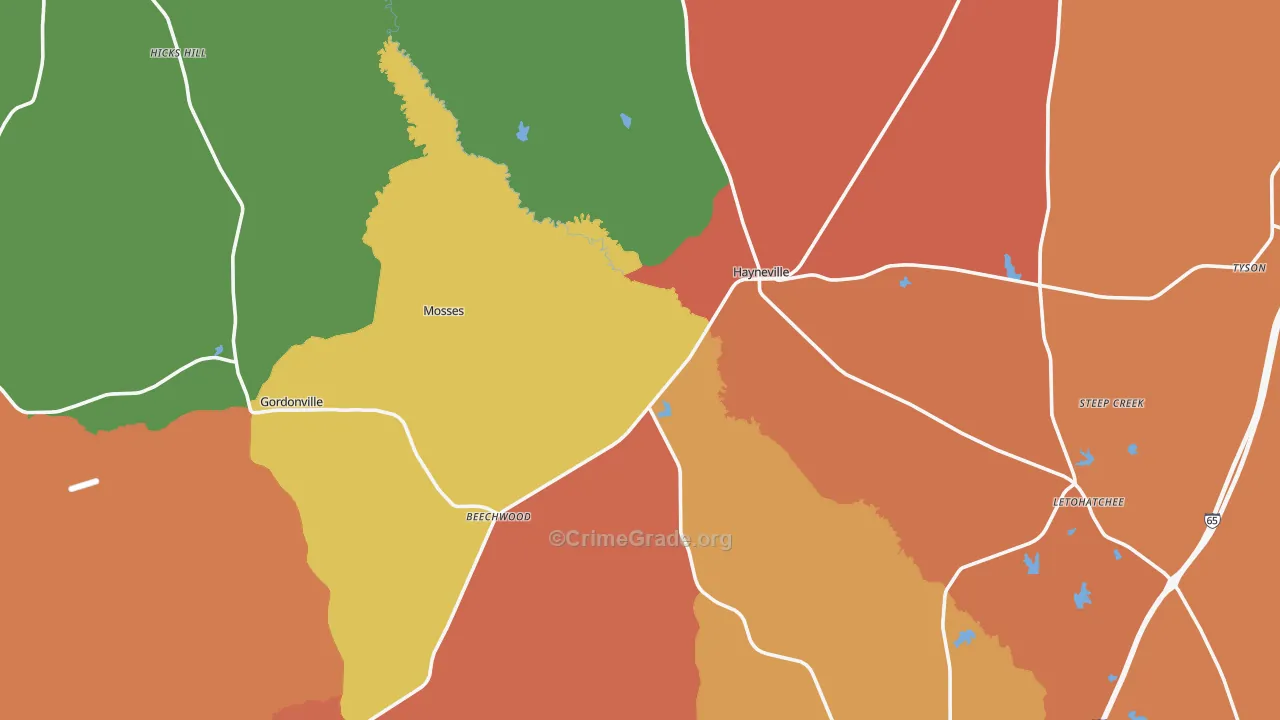 Lowndes County, AL Map of Drug-Related Crime Rates