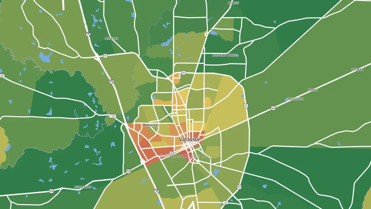 Lowndes County, GA Map of Drug-Related Crime Rates