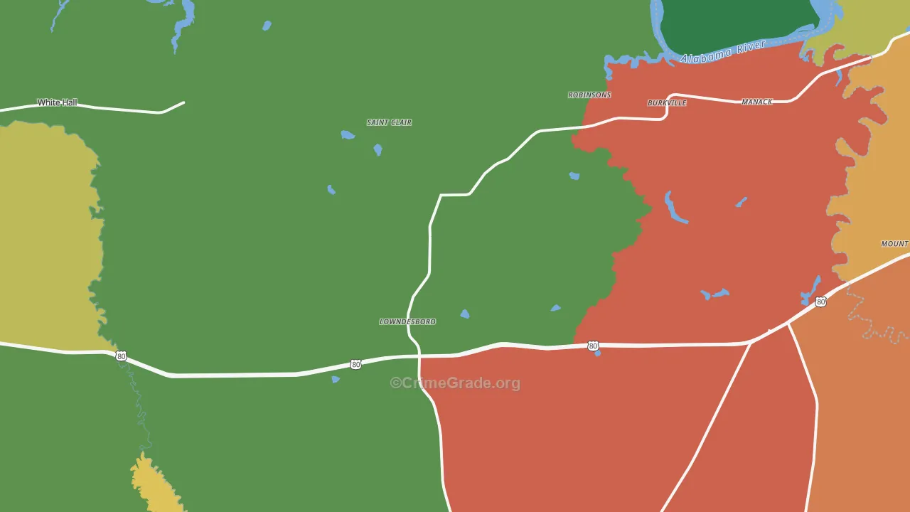 Lowndesboro, AL Map of Drug-Related Crime Rates