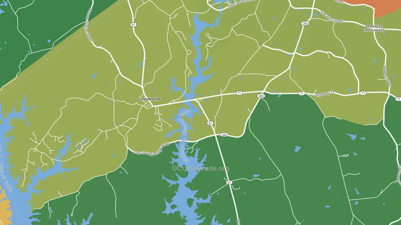 Lowndesville, SC Map of Drug-Related Crime Rates
