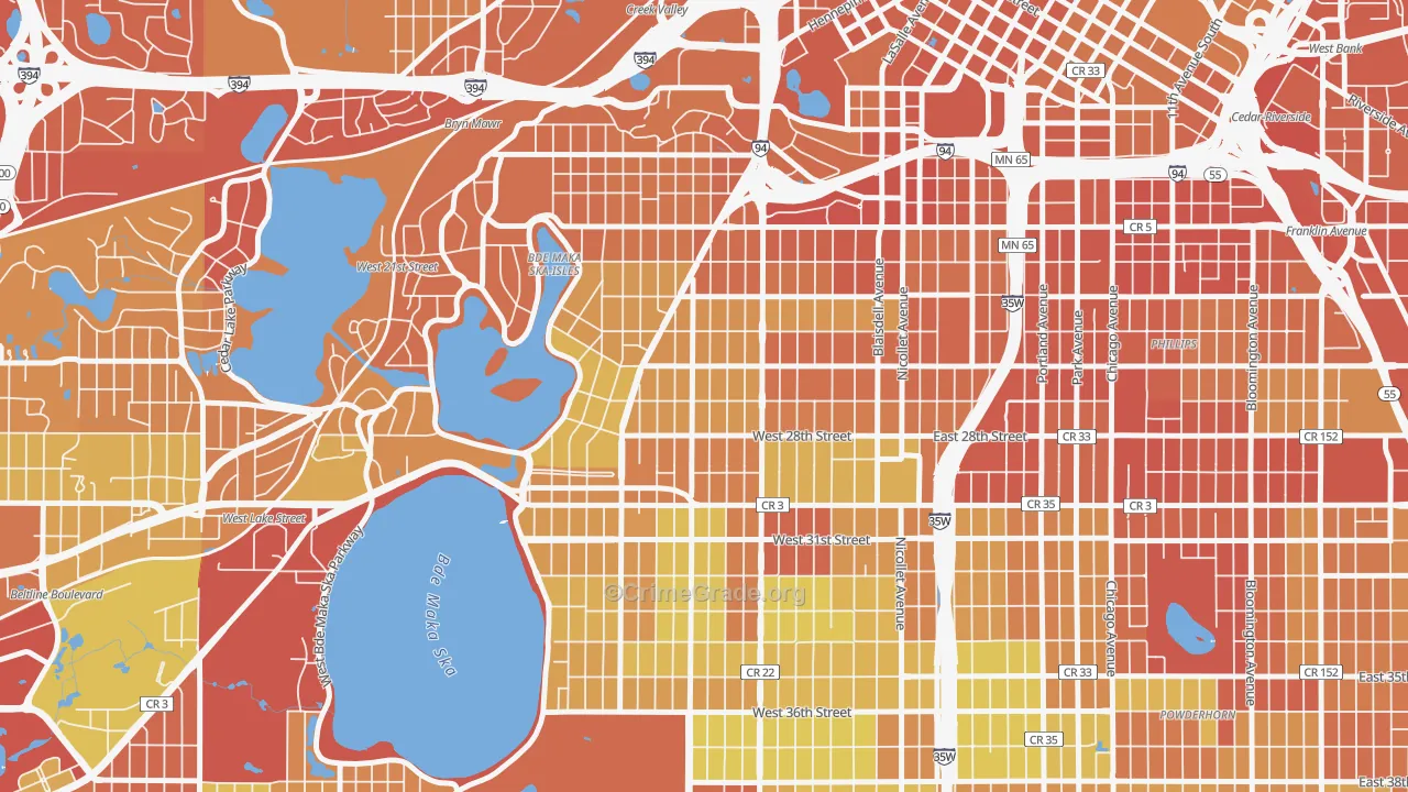 Lowry Hill East, Minneapolis, MN Map of Drug-Related Crime Rates
