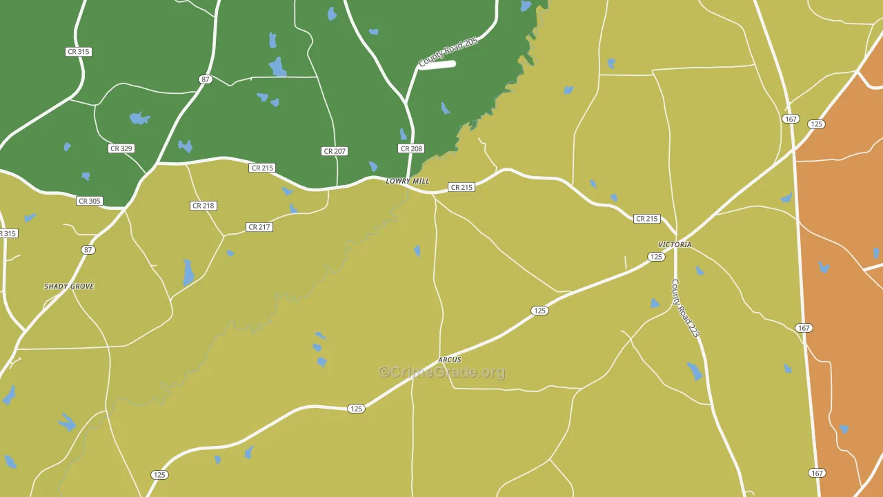 Lowry Mill, AL Map of Drug-Related Crime Rates