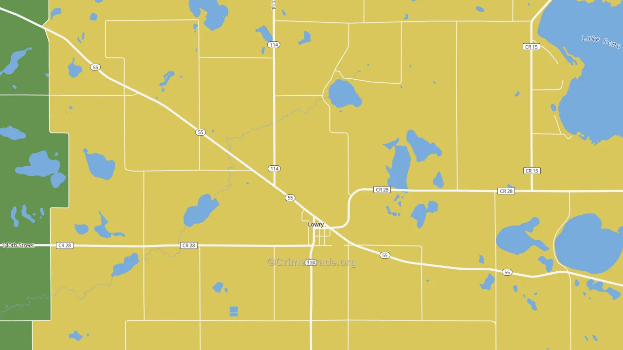 Lowry, MN Map of Drug-Related Crime Rates