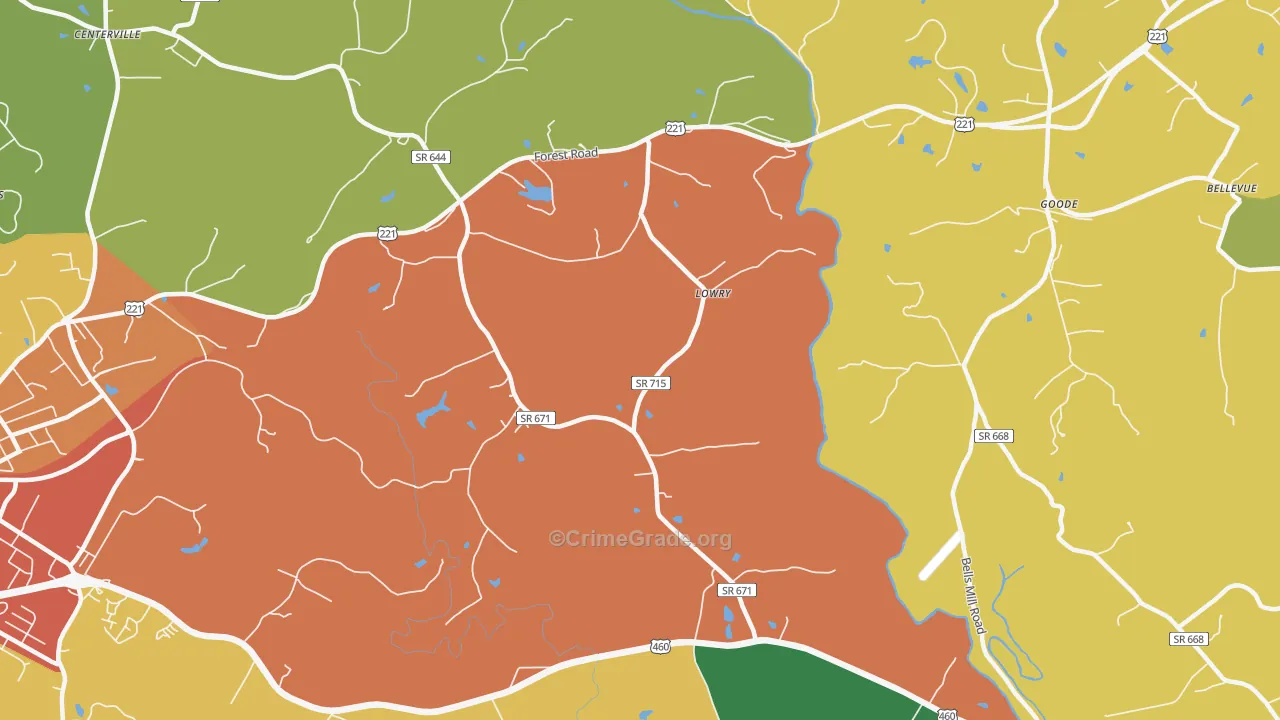 Lowry, VA Map of Drug-Related Crime Rates