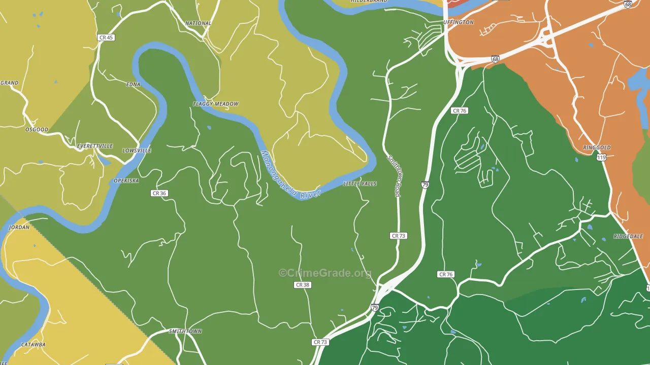 Lowsville, WV Map of Drug-Related Crime Rates