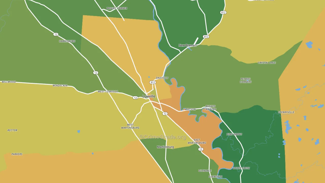 Lowville, NY Map of Drug-Related Crime Rates