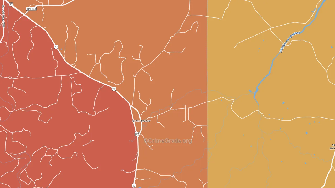 Loyal Valley, TX Map of Drug-Related Crime Rates