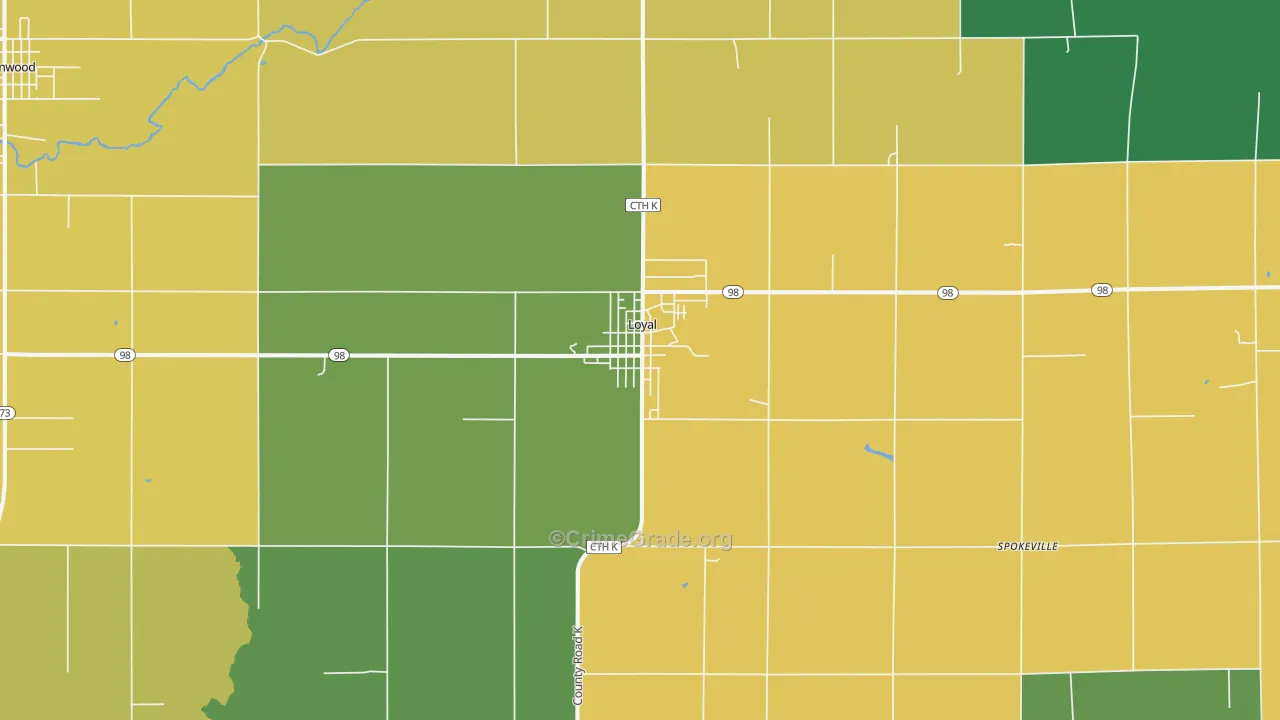 Loyal, WI Map of Drug-Related Crime Rates