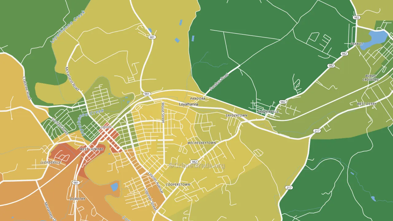Loyalhanna, PA Map of Drug-Related Crime Rates