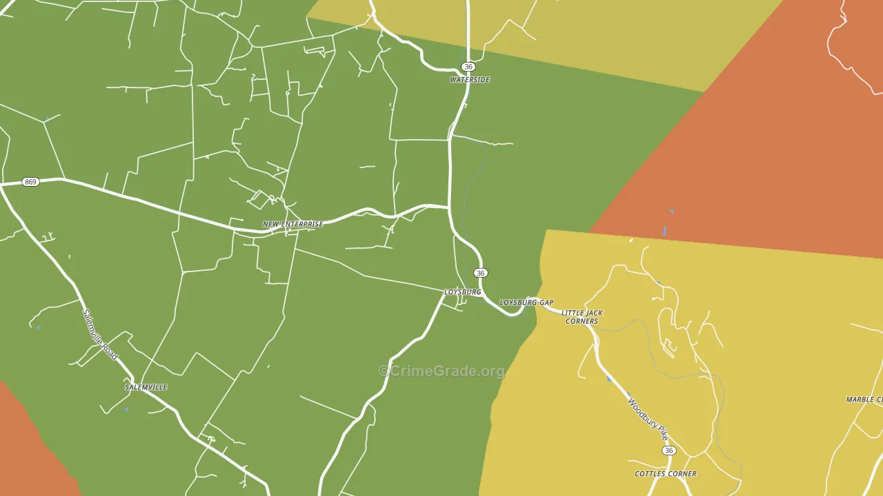 Loysburg, PA Map of Drug-Related Crime Rates