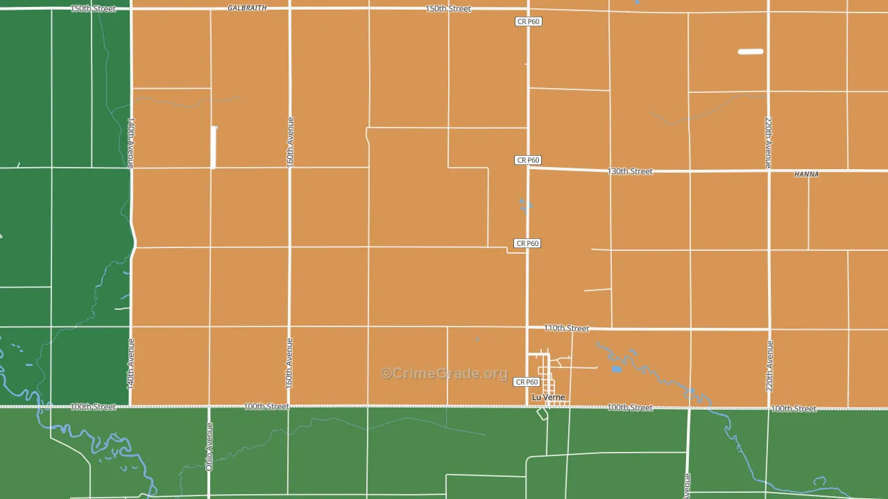 Lu Verne, IA Map of Drug-Related Crime Rates