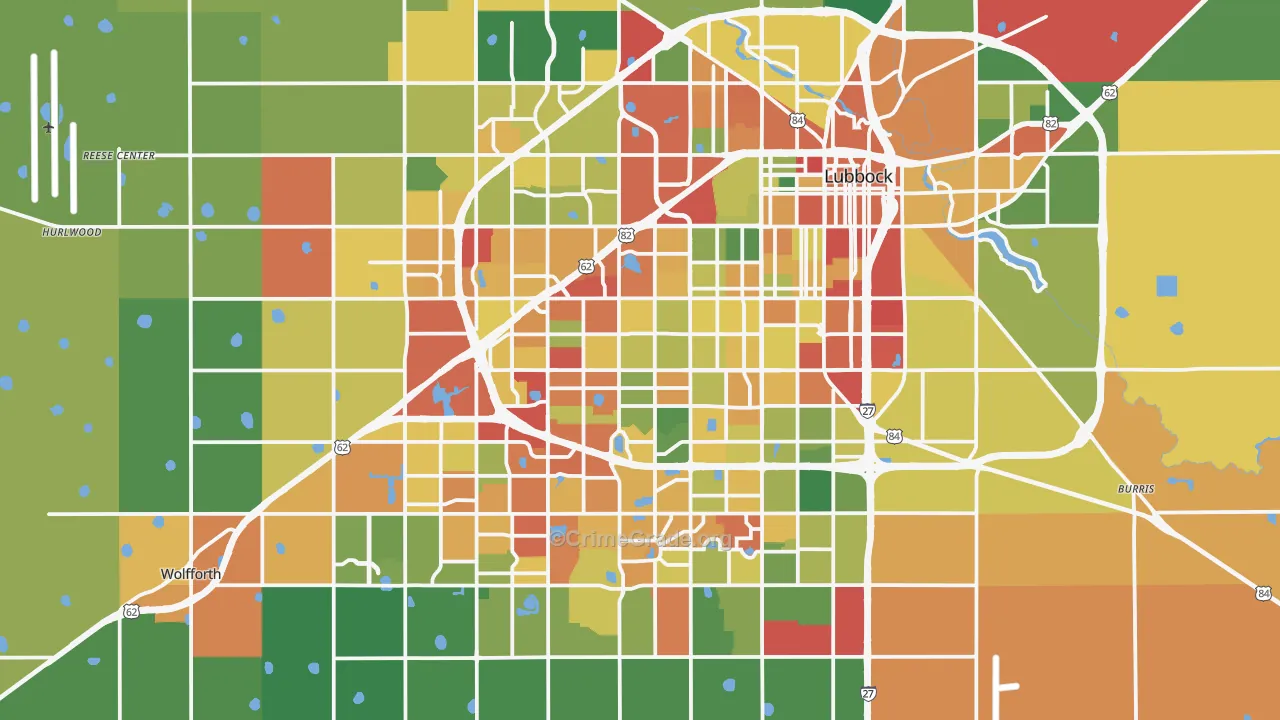 Lubbock, TX Map of Drug-Related Crime Rates