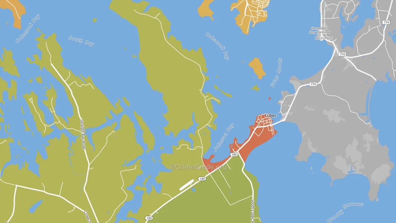 Lubec, ME Map of Drug-Related Crime Rates