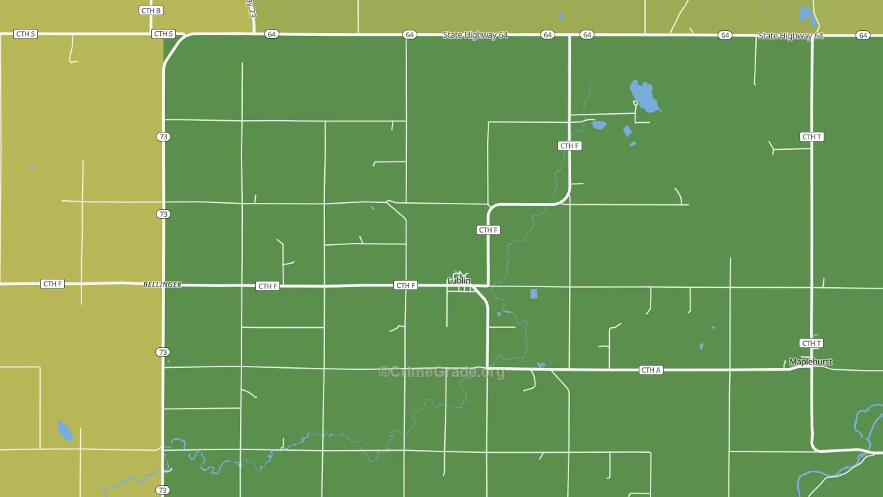 Lublin, WI Map of Drug-Related Crime Rates